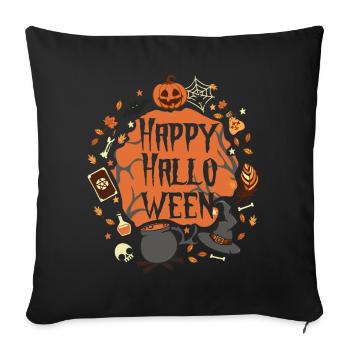 "Happy Halloween" Spooky Costume for Women - Sofa pillowcase 17,3'' x 17,3'' (45 x 45 cm) - black - Front