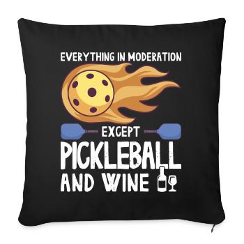 Pickleball und Wein für Pickle Ball, Was That out - Sofakissenbezug 45 x 45 cm - Schwarz - Vorne