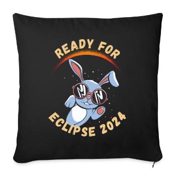 Prêt pour l’éclipse solaire de 2024 - Housse de coussin décorative 45 x 45 cm - noir - Devant