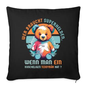 Cuddly Teddy Bear - Sofa pillowcase 17,3'' x 17,3'' (45 x 45 cm) - black - Front