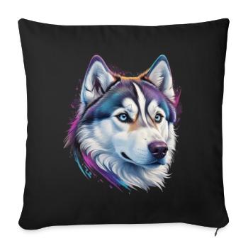 Tête de husky - Housse de coussin décorative 45 x 45 cm - noir - Devant