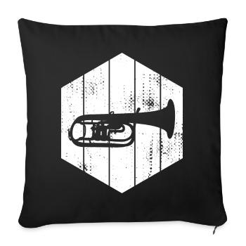 Dessin de trompette - Housse de coussin décorative 45 x 45 cm - noir - Devant