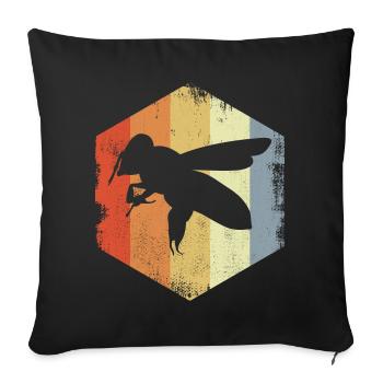 Dessin d’abeille mellifère Vintage - Housse de coussin décorative 45 x 45 cm - noir - Devant
