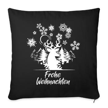 renne neige noël noël orignal forêt hiver - Housse de coussin décorative 45 x 45 cm - noir - Devant
