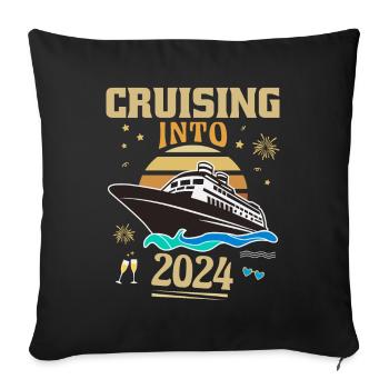 Croisière vers le jour de l’An 2024 - Housse de coussin décorative 45 x 45 cm - noir - Devant