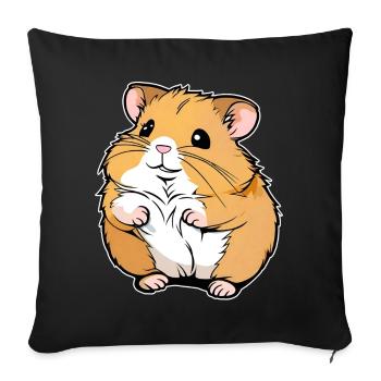 Dicker niedlicher Gold Hamster - Sofakissenbezug 45 x 45 cm - Schwarz - Vorne