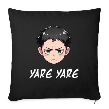 Annoyed Anime Emoji Yare Yare - Anime Shirt - Sofa pillowcase 17,3'' x 17,3'' (45 x 45 cm) - black - Front