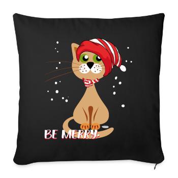 sois Joyeux Chat de Noël - Housse de coussin décorative 45 x 45 cm - noir - Devant