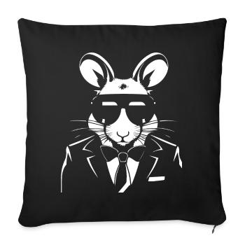 Lustige ausgefallene Ratten mit Sonnenbrille Haustier Ratte - Sofakissenbezug 45 x 45 cm - Schwarz - Vorne