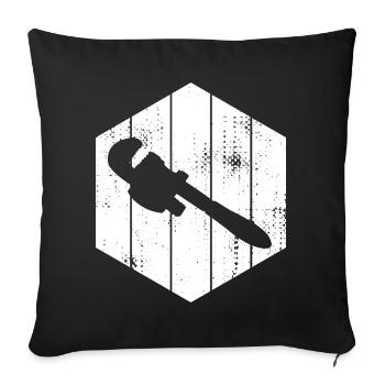 Croquis de clé à pipe - Housse de coussin décorative 45 x 45 cm - noir - Devant