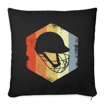 Vintage cricket helmet sketch - Sofa pillowcase 17,3'' x 17,3'' (45 x 45 cm) - black - Front