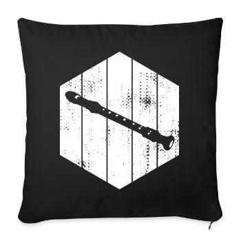 Dessin de flûte - Housse de coussin décorative 45 x 45 cm - noir - Devant