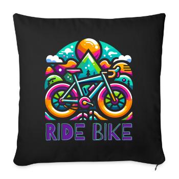 Cycling - Ride Bike design - Sofa pillowcase 17,3'' x 17,3'' (45 x 45 cm) - black - Front
