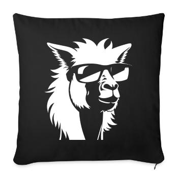 Lustiges Lama mit Sonnenbrille Coole Lamas - Sofakissenbezug 45 x 45 cm - Schwarz - Vorne