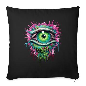 Psychedelisch Auge Farbenfroh LSD Drogen Trip - Sofakissenbezug 45 x 45 cm - Schwarz - Vorne