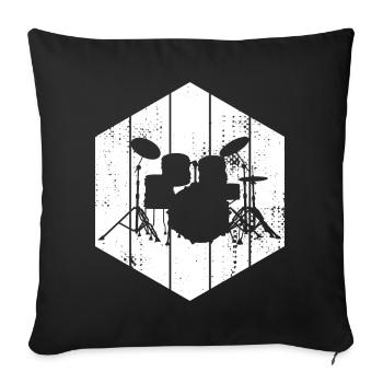 Drum Set Drawing - Sofa pillowcase 17,3'' x 17,3'' (45 x 45 cm) - black - Front