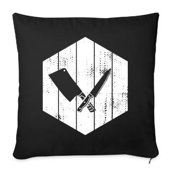 Knife Cleaver Drawing - Sofa pillowcase 17,3'' x 17,3'' (45 x 45 cm) - black - Front