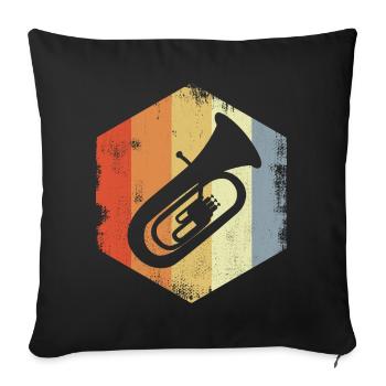 Croquis de Tuba Vintage - Housse de coussin décorative 45 x 45 cm - noir - Devant