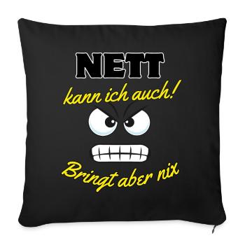Dicton motivant avec des yeux de dessin animé - Housse de coussin décorative 45 x 45 cm - noir - Devant