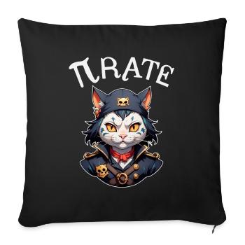 Pi day Pirate Cat - Sofa pillowcase 17,3'' x 17,3'' (45 x 45 cm) - black - Front