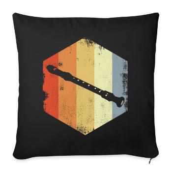 Croquis de flûte vintage - Housse de coussin décorative 45 x 45 cm - noir - Devant