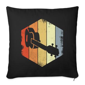 Vintage Ukulele Drawing - Sofa pillowcase 17,3'' x 17,3'' (45 x 45 cm) - black - Front