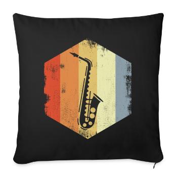Vintage Saxophone Sketch - Sofa pillowcase 17,3'' x 17,3'' (45 x 45 cm) - black - Front
