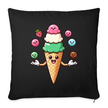 Ice Cream Ice Cream Cone Kawaii Funny Summer Sundae - Sofa pillowcase 17,3'' x 17,3'' (45 x 45 cm) - black - Front