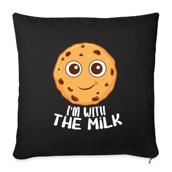 Cookie mignon - Je suis avec le lait - Housse de coussin décorative 45 x 45 cm - noir - Devant