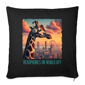 Casque sur le monde éteint - Housse de coussin décorative 45 x 45 cm - noir - Devant
