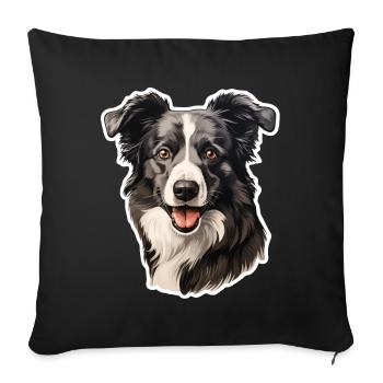 Border Collie - Housse de coussin décorative 45 x 45 cm - noir - Devant