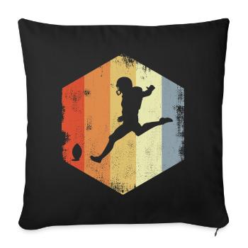 Vintage Football Player Sketch - Sofa pillowcase 17,3'' x 17,3'' (45 x 45 cm) - black - Front