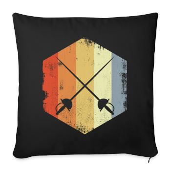 Vintage Fechtschwerter - Sofakissenbezug 45 x 45 cm - Schwarz - Vorne