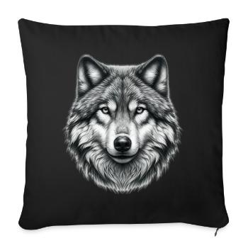 Wolf - Sofakissenbezug 45 x 45 cm - Schwarz - Vorne