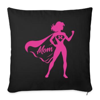 Mère est ma super-héroïne - design de maman cool - Housse de coussin décorative 45 x 45 cm - noir - Devant