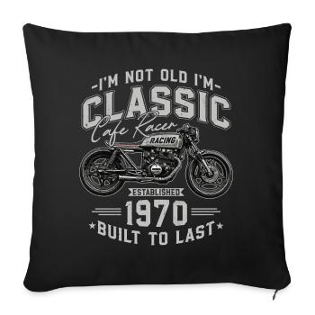 1970's Vintage Birthday Cafe Racer Motorcycle - Sofa pillowcase 17,3'' x 17,3'' (45 x 45 cm) - black - Front