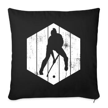 Croquis de joueur de hockey - Housse de coussin décorative 45 x 45 cm - noir - Devant