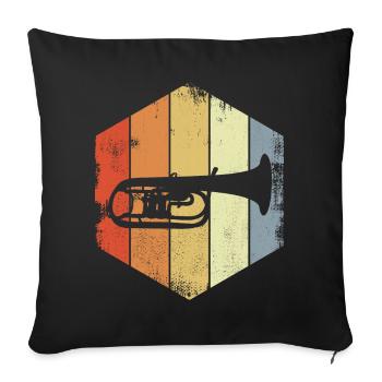 Vintage Trumpet Sketch - Sofa pillowcase 17,3'' x 17,3'' (45 x 45 cm) - black - Front