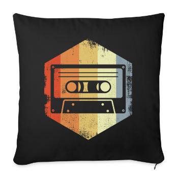Retro 80er Kassette - Sofakissenbezug 45 x 45 cm - Schwarz - Vorne