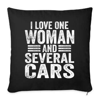 I Love One Woman And Several Cars Funny Mechanic - Sofa pillowcase 17,3'' x 17,3'' (45 x 45 cm) - black - Front