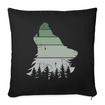 Wolf forest retro tree vintage howling dog icon - Sofa pillowcase 17,3'' x 17,3'' (45 x 45 cm) - black - Front