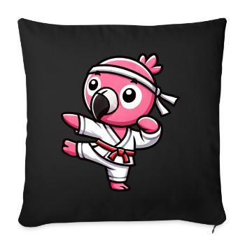 Cool Flamingo Karaté Ceinture Noire Arts Martiaux - Housse de coussin décorative 45 x 45 cm - noir - Devant