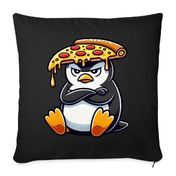 mignon pingouin chef dessin animé pizza maladroite - Housse de coussin décorative 45 x 45 cm - noir - Devant