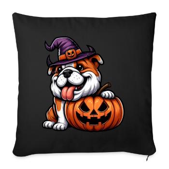 Cute Bulldog Halloween Cartoon Pumpkin - Sofa pillowcase 17,3'' x 17,3'' (45 x 45 cm) - black - Front