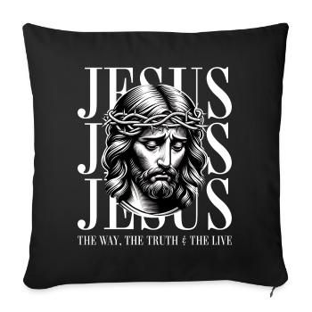Jesus - Believe: Strong faith design - Sofa pillowcase 17,3'' x 17,3'' (45 x 45 cm) - black - Front