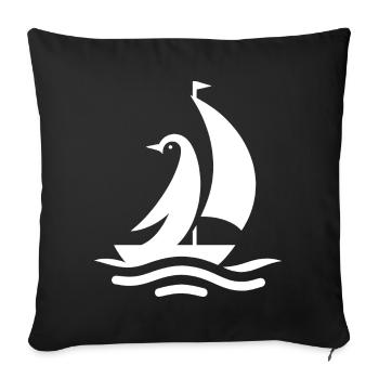 Penguin Sailboat Sailing Silhouette Minimalist - Sofa pillowcase 17,3'' x 17,3'' (45 x 45 cm) - black - Front