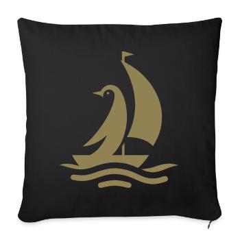 Penguin Sailboat Sailing Silhouette Minimalist - Sofa pillowcase 17,3'' x 17,3'' (45 x 45 cm) - black - Front
