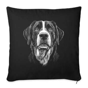 Grand chien de bouvier suisse Portrait chien chien - Housse de coussin décorative 45 x 45 cm - noir - Devant