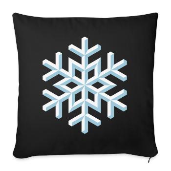 flocon de neige 3D (Neige / Flocon / Hiver) - Housse de coussin décorative 45 x 45 cm - noir - Devant