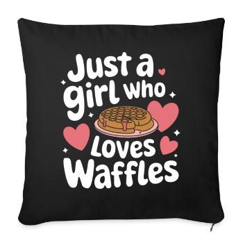 Waffeln Frühstück Süßigkeiten - Sofakissenbezug 45 x 45 cm - Schwarz - Vorne